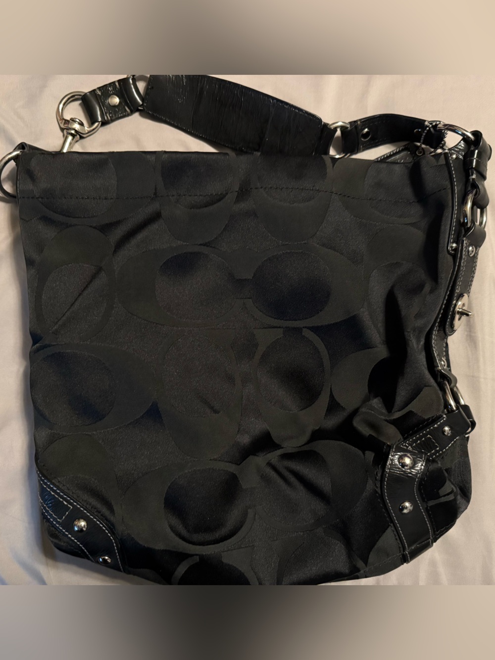 Coach Black Signature Carly Y2K Shoulder Bag